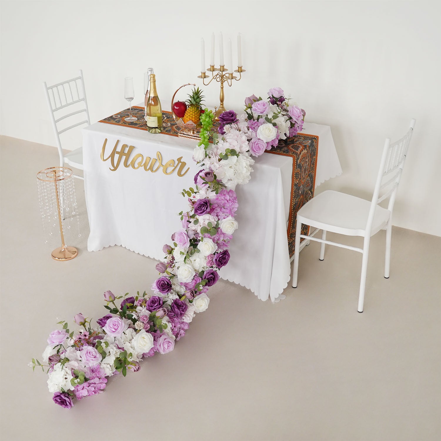 Uflower Artificial Flower Row Sofa Table Runner Floor Flower Arrangement